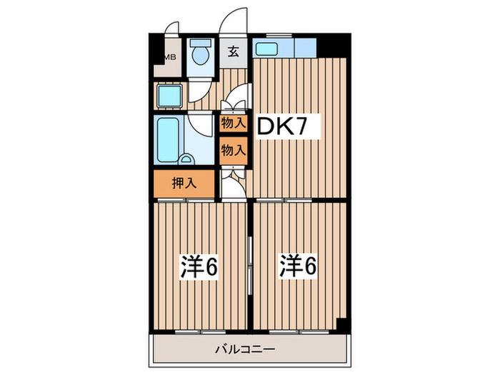 アバンス広瀬(2DK/1階)の間取り写真