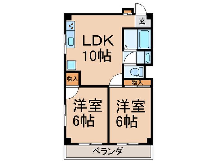 ヴェリテ武蔵関(2LDK/3階)の間取り写真