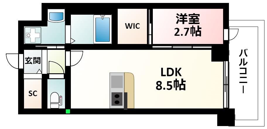 セレニテ江坂グランデ(1LDK/4階)の間取り写真