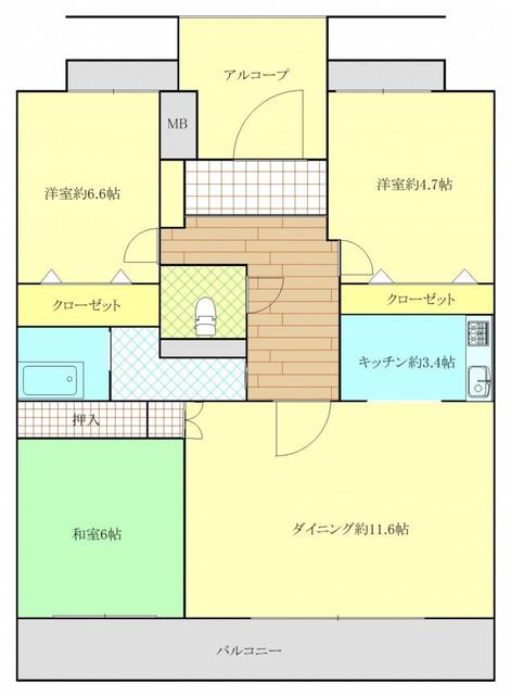 シティパル春日セントレC(3LDK/8階)の間取り写真