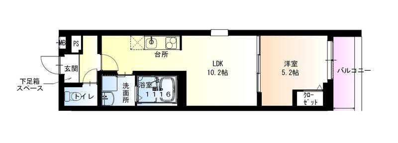 フジパレス東花園北I番館(1LDK/1階)の間取り写真
