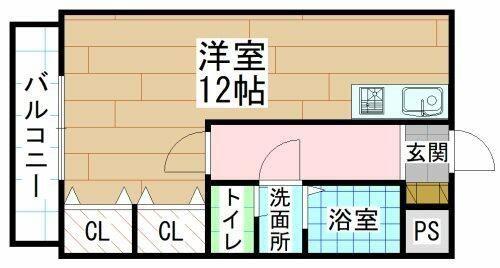 セジュール三萩野(ワンルーム/5階)の間取り写真