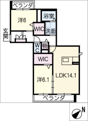 シャルドネ(2LDK/2階)の間取り写真