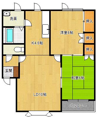 ハイツ KING(2LDK/1階)の間取り写真