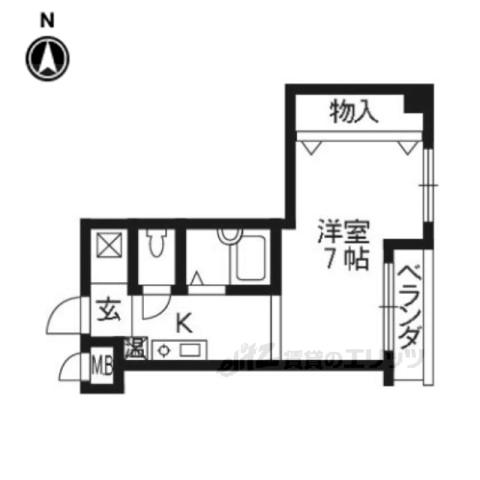 プランドール(1K/3階)の間取り写真