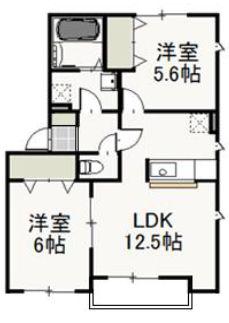 ピア京山 A(2LDK/2階)の間取り写真