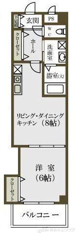 メゾンドゥミヤビ(1LDK/2階)の間取り写真