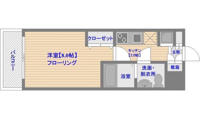 ピュアドームグランテージ博多(1K/5階)の間取り写真