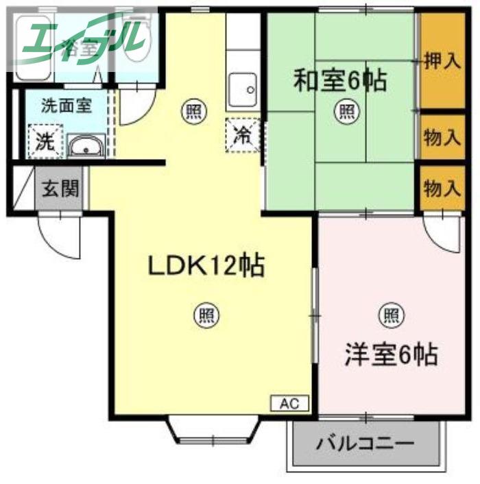 ベェルエポック今(2LDK/2階)の間取り写真
