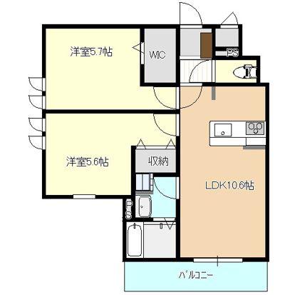 クレールメゾン(2LDK/2階)の間取り写真