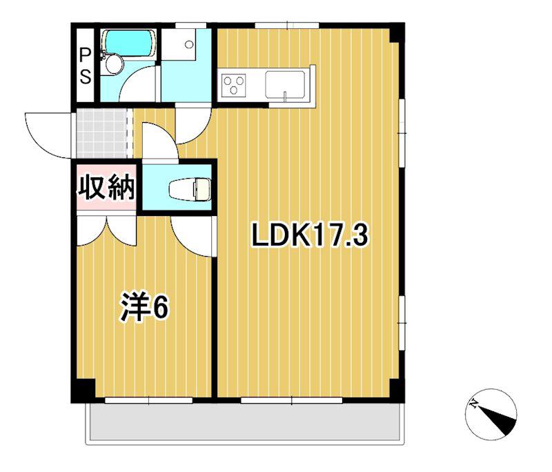 鮎川マンション(1LDK/2階)の間取り写真