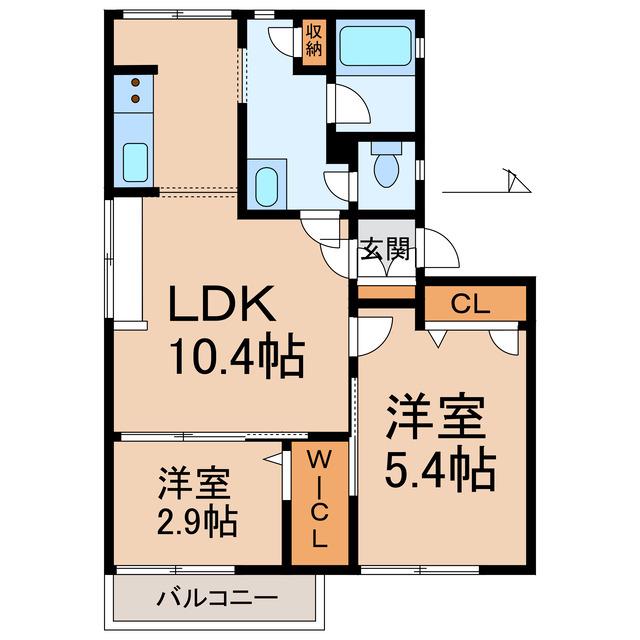 JR紀勢本線 海南駅 徒歩8分 2階建 築38年(2LDK/2階)の間取り写真
