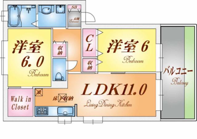 サンシャインヒルズ(2LDK/1階)の間取り写真