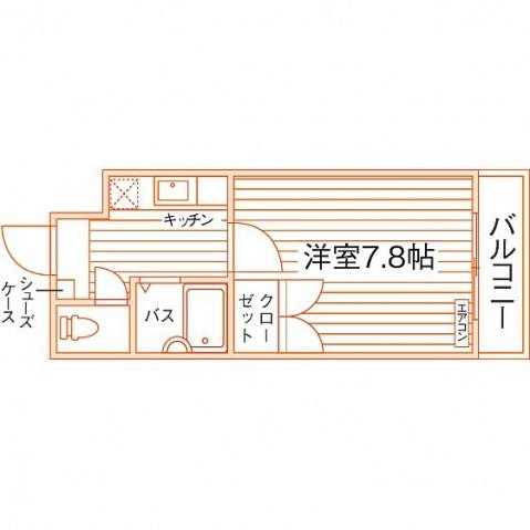 アミティ(1K/4階)の間取り写真