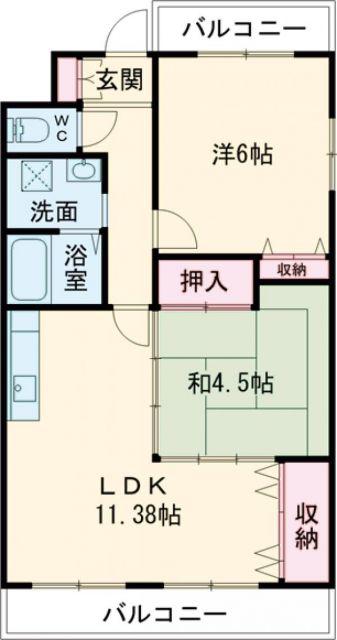ドリームネオポリス野崎I(2LDK/3階)の間取り写真