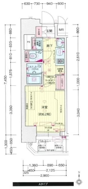 プレサンス谷町アルファ(1K/10階)の間取り写真