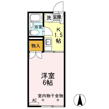 ハイツ井上B(1K/1階)の間取り写真