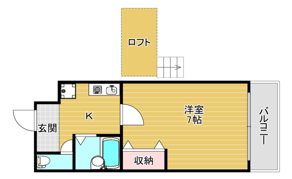 レスポワル新町(1K/4階)の間取り写真