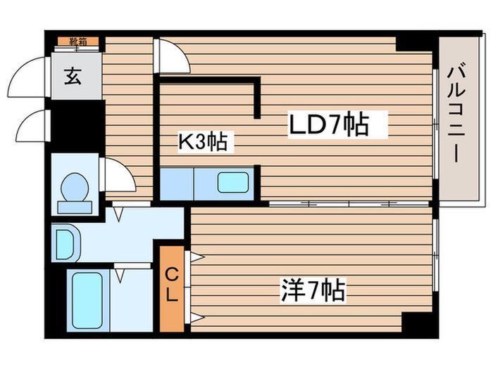 APT-K(1LDK/2階)の間取り写真