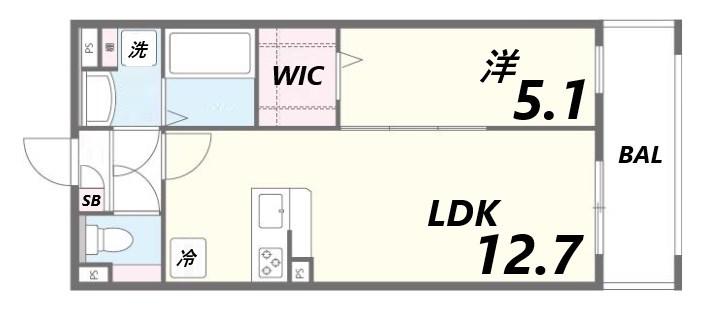 エクレシオ正木(1LDK/1階)の間取り写真