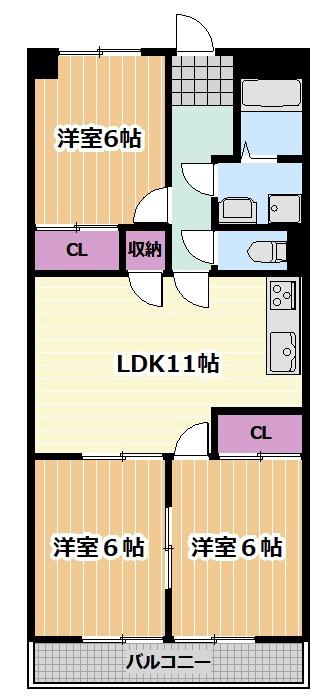 フローリア御器所(3LDK/5階)の間取り写真