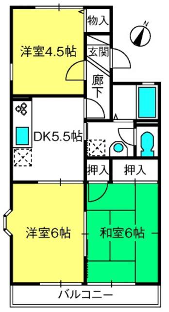 セジュール静I(3DK/2階)の間取り写真