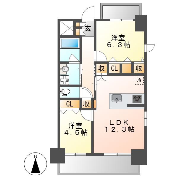 SーRESIDENCE亀島駅前BLAZE(2LDK/10階)の間取り写真