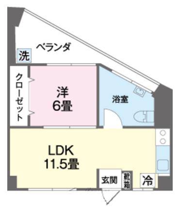 タカダ久茂地マンション(1LDK/8階)の間取り写真