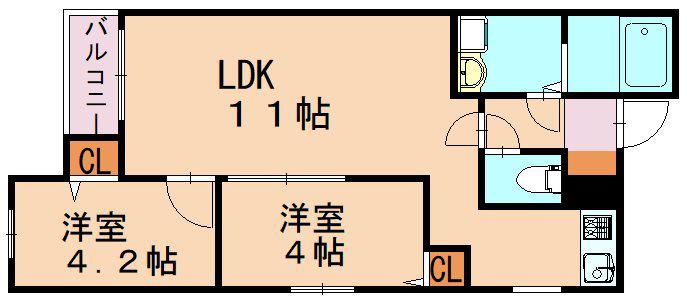 リテラV(2LDK/1階)の間取り写真