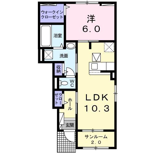 グランシエル A(1LDK/1階)の間取り写真