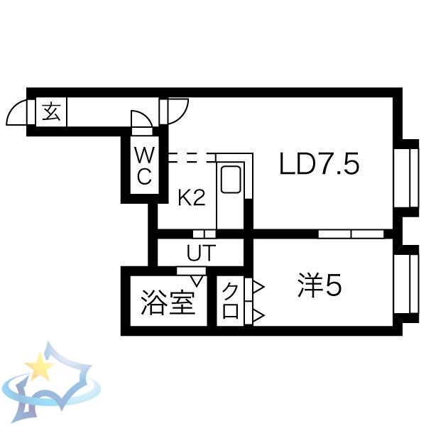 ピソディオスS9(1LDK/3階)の間取り写真