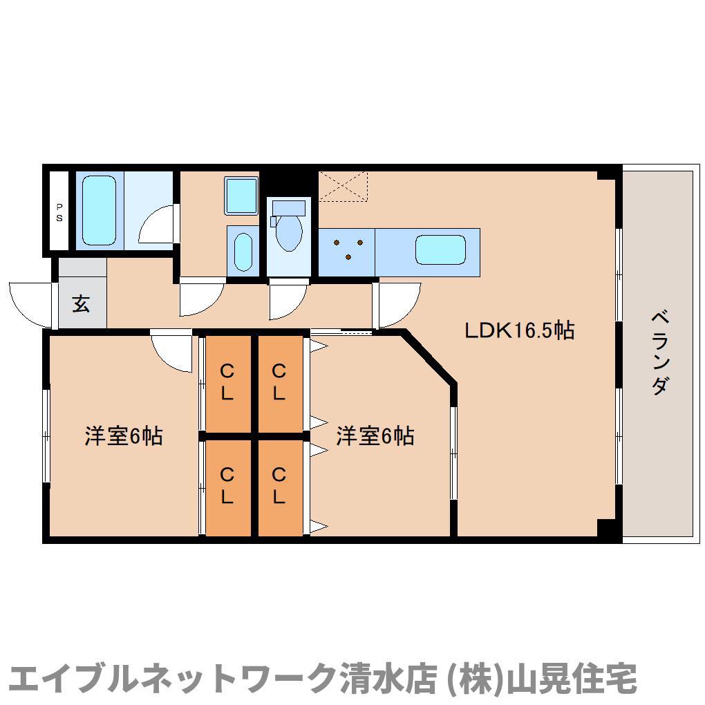 エクセルリバーサイド(2LDK/3階)の間取り写真