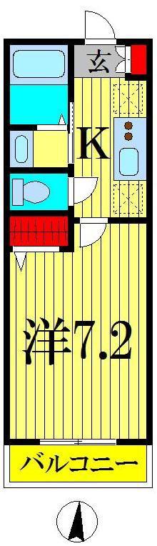 ボナールO(1K/1階)の間取り写真