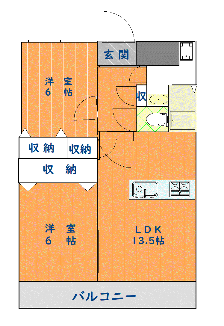 WINGBIRD伊勢崎(2LDK/3階)の間取り写真