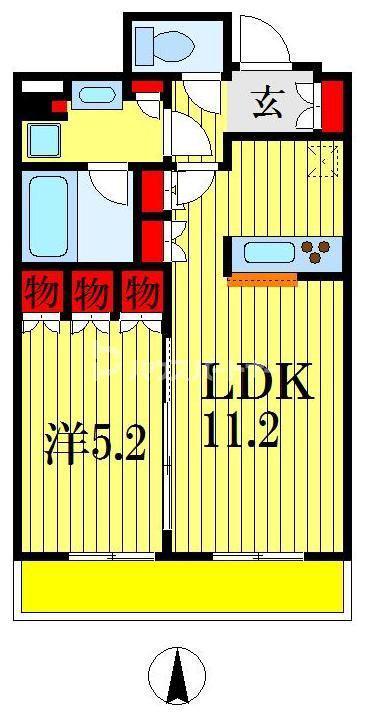 ヒューリックレジデンス千葉中央(1LDK/6階)の間取り写真