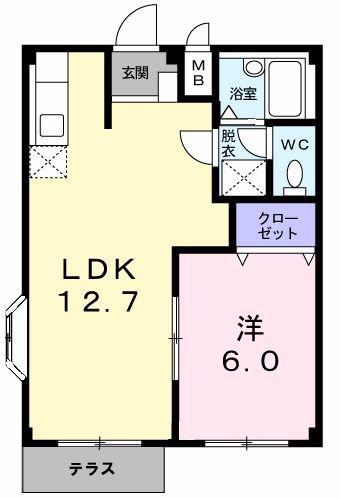 エルディム田巻A(1LDK/1階)の間取り写真