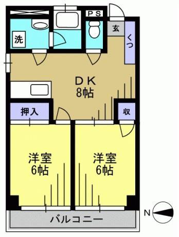 池上セントラルビル(2DK/6階)の間取り写真
