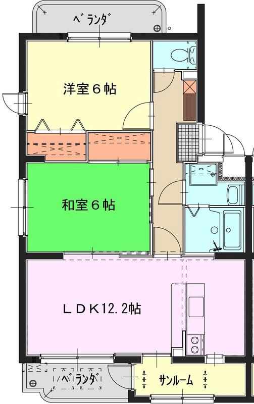 ユーミーオーシャンビュー(2LDK/3階)の間取り写真