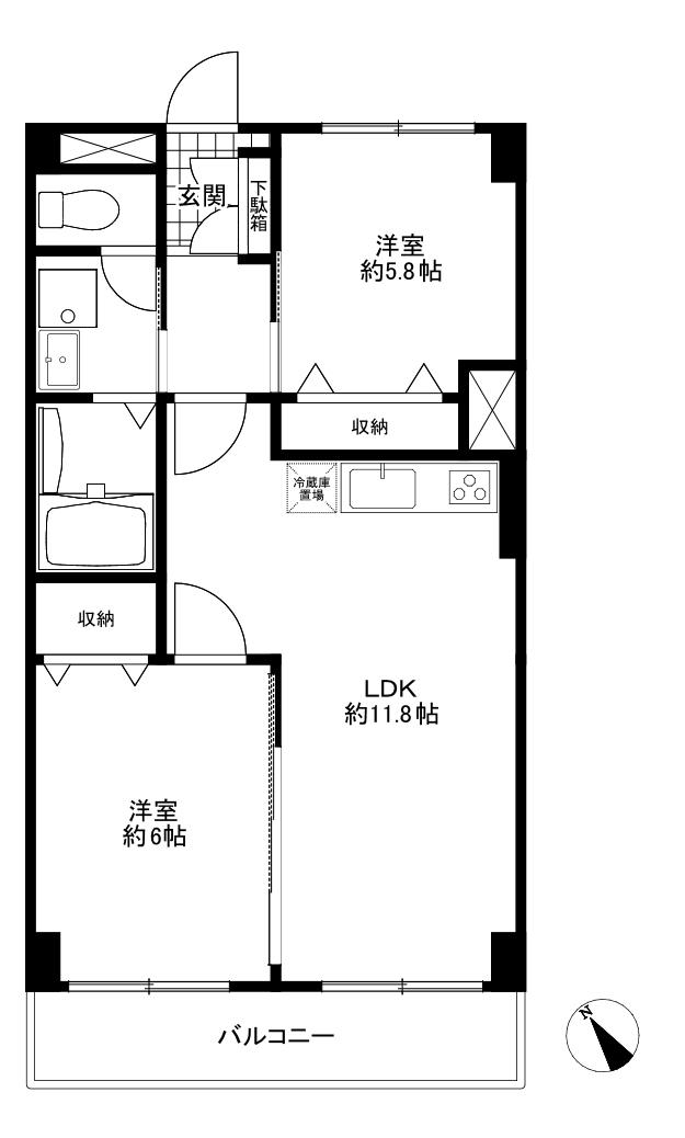 サンパティオ(2LDK/2階)の間取り写真