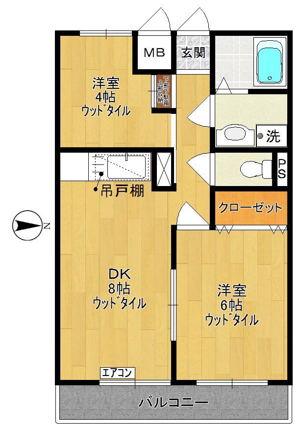 向ヶ丘レジデンス1番館(2DK/4階)の間取り写真