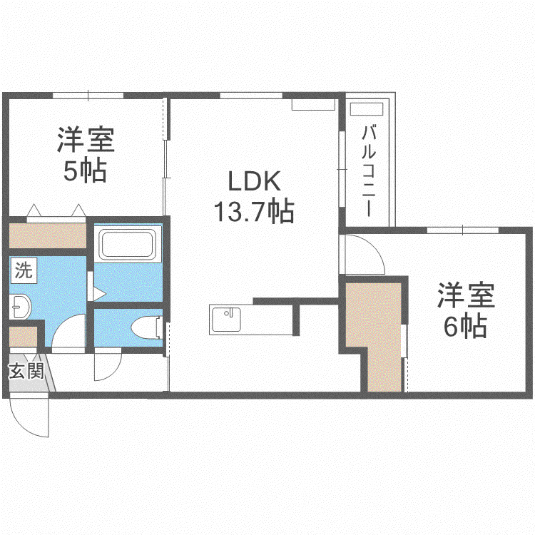 FOOTON札幌(2LDK/3階)の間取り写真