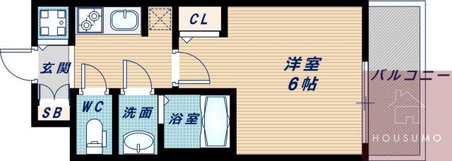 LA DOUCEUR江坂II(1K/4階)の間取り写真