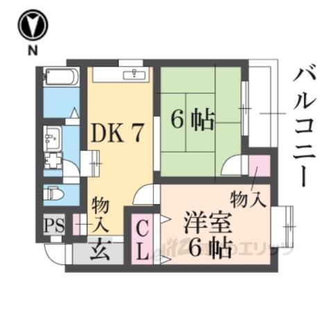 サニーコート菜畑(2DK/3階)の間取り写真