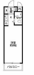 桜新町アムフラット(ワンルーム/3階)の間取り写真