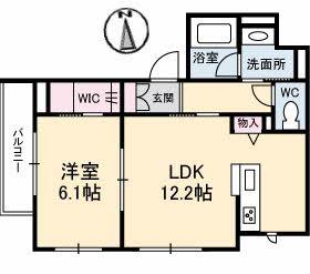 フルールK(1LDK/2階)の間取り写真