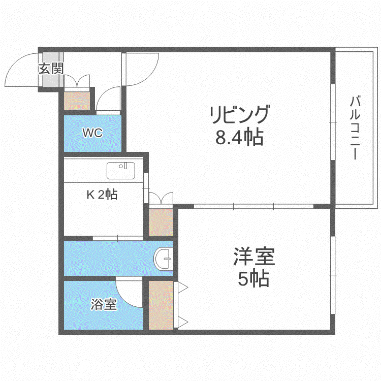 ミュプレ円山公園(1LDK/5階)の間取り写真