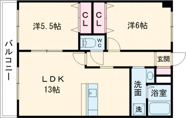 ラ・ベルビー(2LDK/3階)の間取り写真
