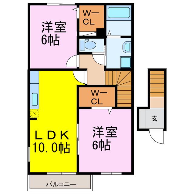 パレドール(2LDK/2階)の間取り写真