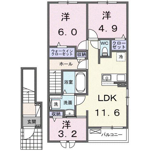 西5丁目アパート(3LDK/2階)の間取り写真