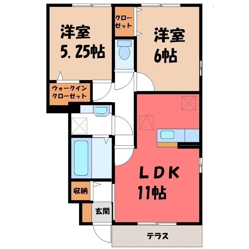 連取ハウス(2LDK/1階)の間取り写真